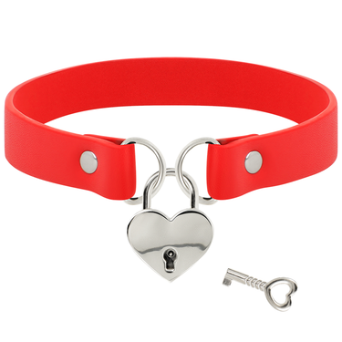 Collana fetish in pelle vegana con cuore e chiave, regolabile